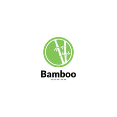 Green bamboo plant vector logo. Concept for spa and beauty salon, asian massage, cosmetic package, furniture material.