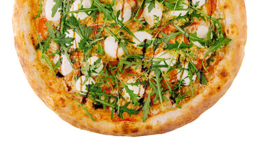 Italian pizza with arugula isolated on white