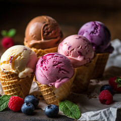 ice cream with chocolate , generative, ai