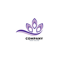 linear style lotus flower logo icon.