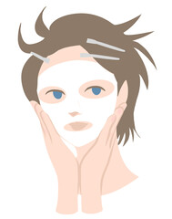 フェイスパックでスキンケアをする女性