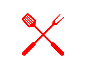 Grill tools crossed in red color logo