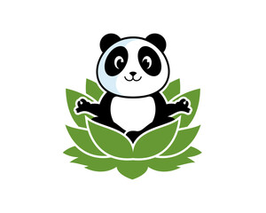 Zen panda on the lotus vector logo