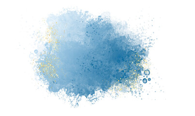 Pastel sky blue, green or navy watercolor brush stroke splash with luxury golden frame and glitter gold lines round contour frame for banner or logo wedding elements