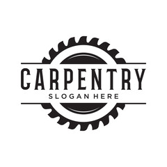 Wood saw premium logo template design with vintage carpentry tools.Logo for business, carpentry, lumberjack, label, badge.