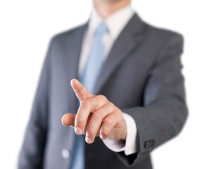 Businessman hand touch with his finger