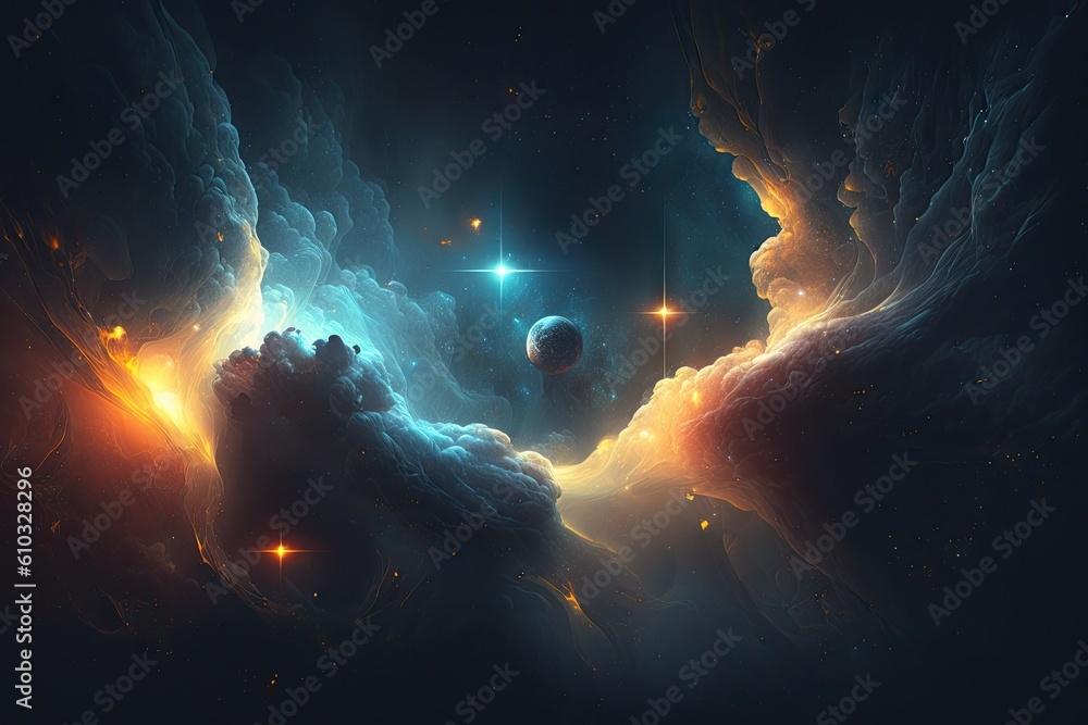 Poster space background deep space full stars shiny deep dark black. generative ai aig15.
