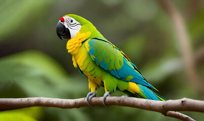 Obraz premium a green parrot on a branch with ample space for text