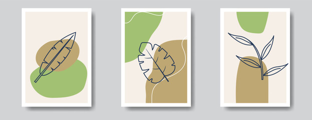 decorative illustration with abstract shapes in vintage color for wall decoration