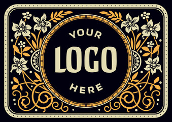 Elaborate floral frame. Vintage lid Art Nouveau style.