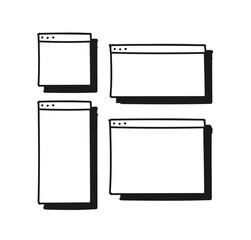 White Y2K Cartoon Internet Web Browser Set. Search Window Template. Retro Arcade Website Page for Your design. (Full Vector)