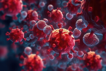 The attack of coronavirus on cells. - obrazy, fototapety, plakaty