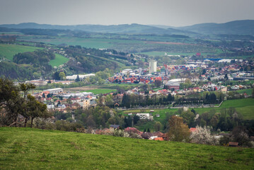Fototapeta na wymiar Aerial view of Zelechovice nad Deevnici village in Czech Republic