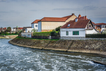 River Morava in Veseli nad Moravou town in Czech Republic