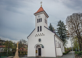 Fototapeta na wymiar Church of St Bartholomew in Breznice village, Czech Republic
