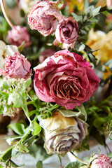 bouquet of roses in a basket