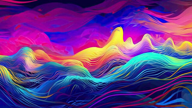 Bright and bold color motion background with abstract movement and contrast colors, creative wavy video design for business or marketing purposes