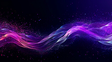 Fototapeta premium Gradient Wave with Plexus and Glitter Liquid in Dark Blue