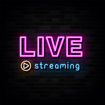 Live Streaming Neon Signs Vector Design Template Neon Style