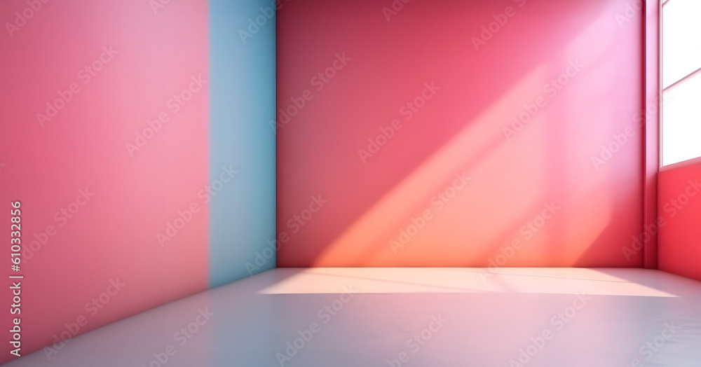 Fototapete abstract minimal concept. pastel multi colour background wall with window natural shadow, abstract g