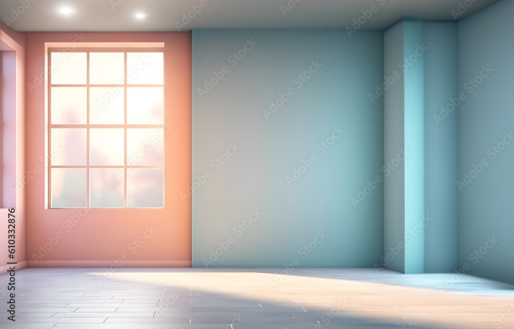 Poster abstract minimal concept. pastel multi colour background wall with window natural shadow, abstract g