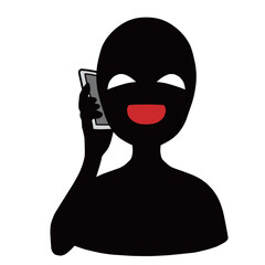 スマホを持つ悪人イメージのシルエットの人物のイラスト素材