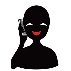 スマホを持つ悪人イメージのシルエットの人物のイラスト素材