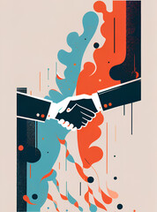 Business people shaken hands as symbol of achievements, having agreement and making a deal. AI generative illustration