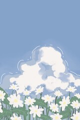 Obraz premium Background landscape sky watercolor 