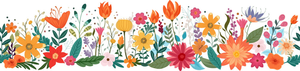 Wild Flowers Seamless Abstract Pattern Design