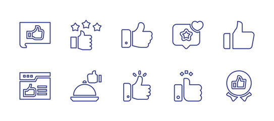 Like line icon set. Editable stroke. Vector illustration. Containing thumbs up, rating, like, review.
