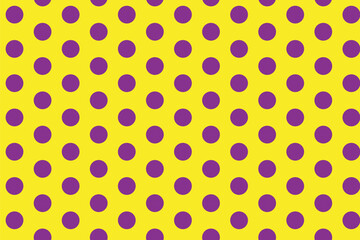 Fototapeta na wymiar simple abstract seamlees violet purple polka dot pattern on yellow colour background