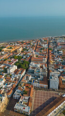 Aerial photography of the city of Cartagena de Indias. Colonial city in Colombia. Caribbean. Vacation trip.
