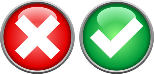 Vector pair of cross and tick buttons