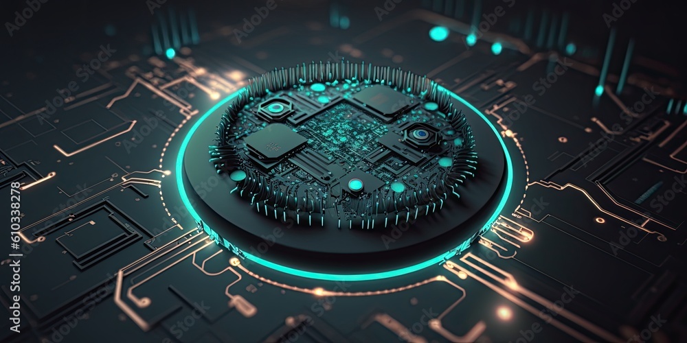 Aufkleber futuristic abstract circular technology background. digital hologram screen.generative ai