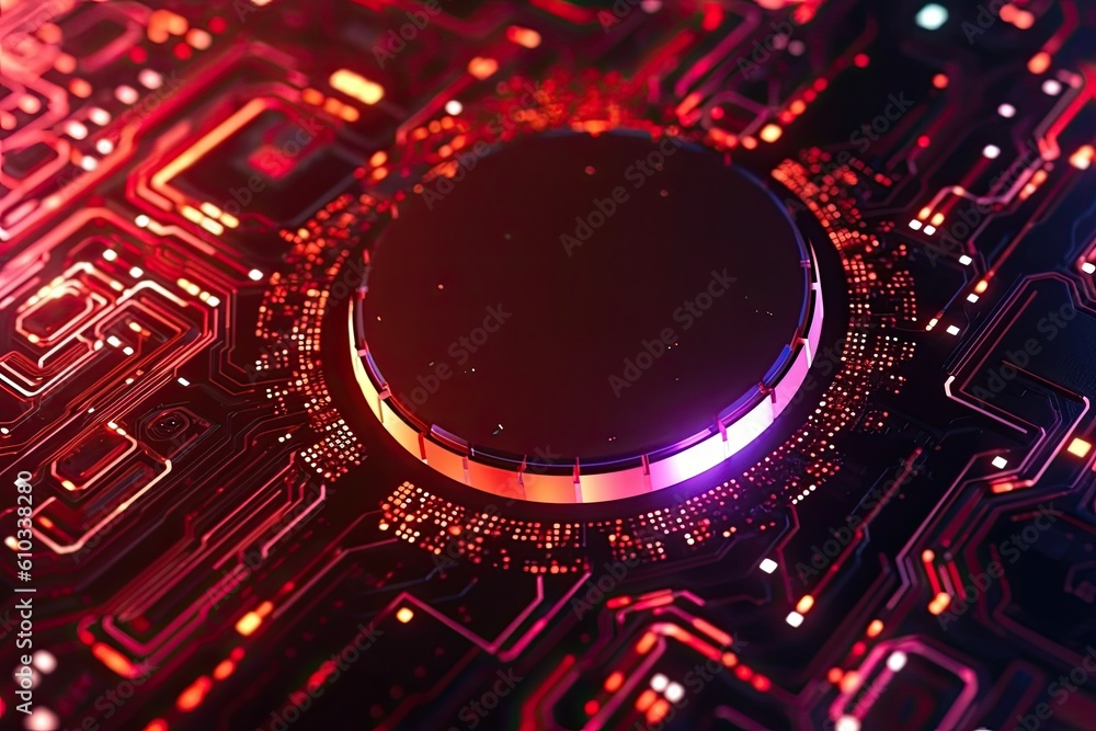 Aufkleber futuristic abstract circular technology background. digital hologram screen.generative ai