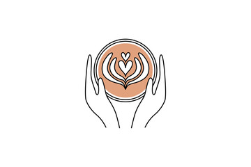 Coffee cup in hands logo - 610338849