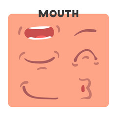 Mouth as Part of Human Face Vector Set