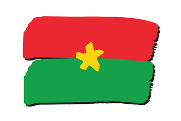 Burkina Faso Flag with colored hand drawn lines in Vector Format