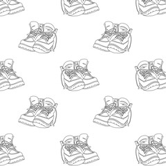 Camping seamless pattern, doodle camper adventure - great for textiles, banners, wallpapers.Doodle pattern isolated on white backgound.