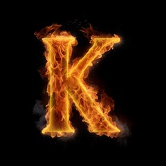 Fototapeta na wymiar letter K with fire effect, generative ai generated