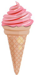 Pink strawberry ice cream cone