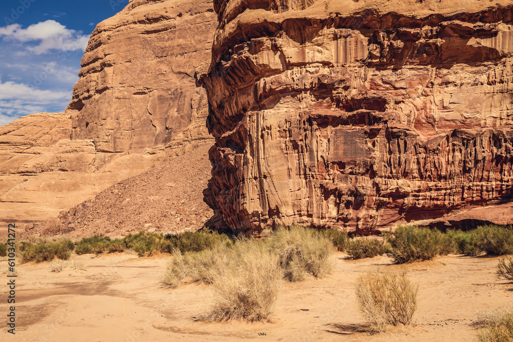 Canvas Prints Orange hued rocks in Wadi Rum valley in Jordan