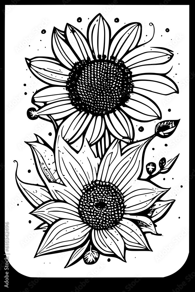 Canvas Prints black and white flowers vector