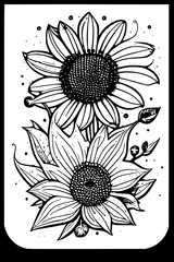 black and white flowers vector
