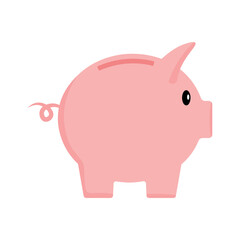 Piggy bank icon in flat style. Piggy bank isolated on white background. Vector illustration