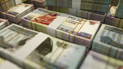 close up of stacks of Egyptian pound notes. 3d rendering on bundles of money - obrazy, fototapety, plakaty