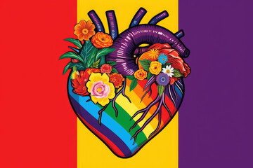 Colorful anatomical map of the heart.