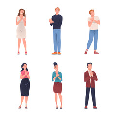 Obraz premium People Character Standing and Clapping Their Hands as Applause and Ovation Gesture Vector Illustration Set