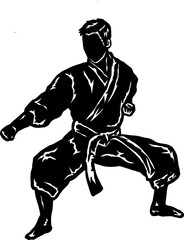 Karate  fighter icon silhouette vector 
